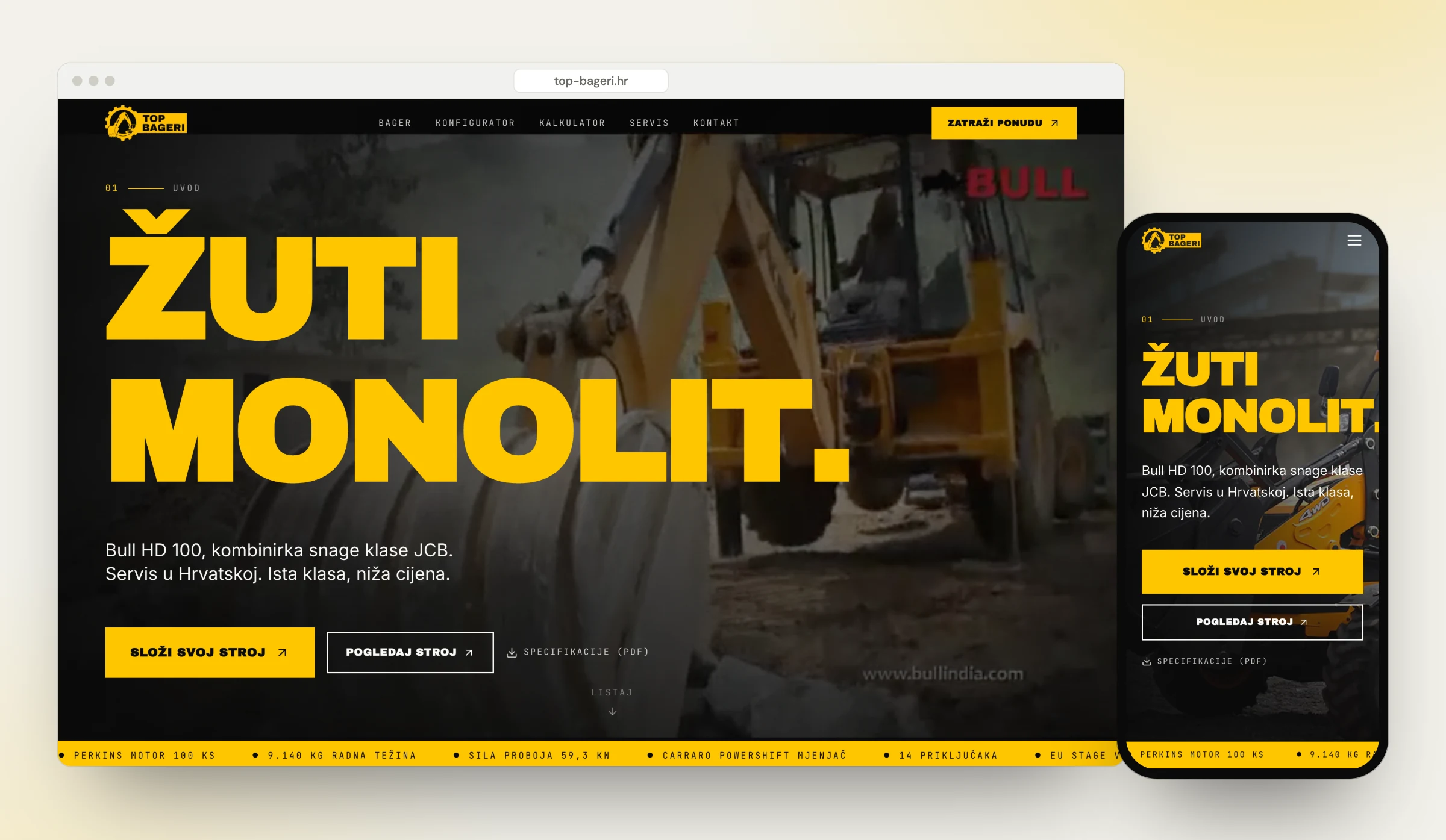 Web Top Bagera s konfiguratorom strojeva