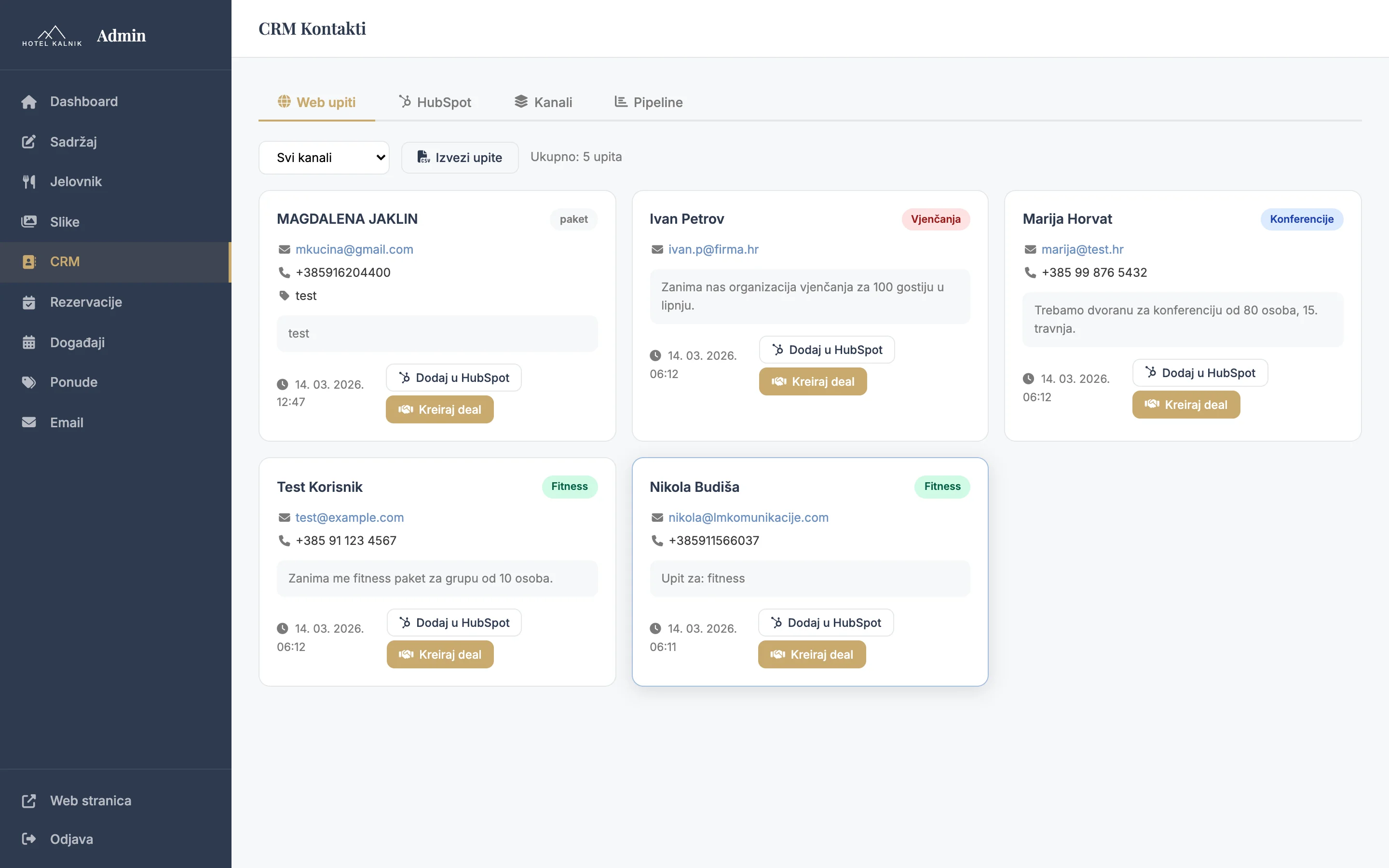 CRM — Kontakti, leadovi & pipeline